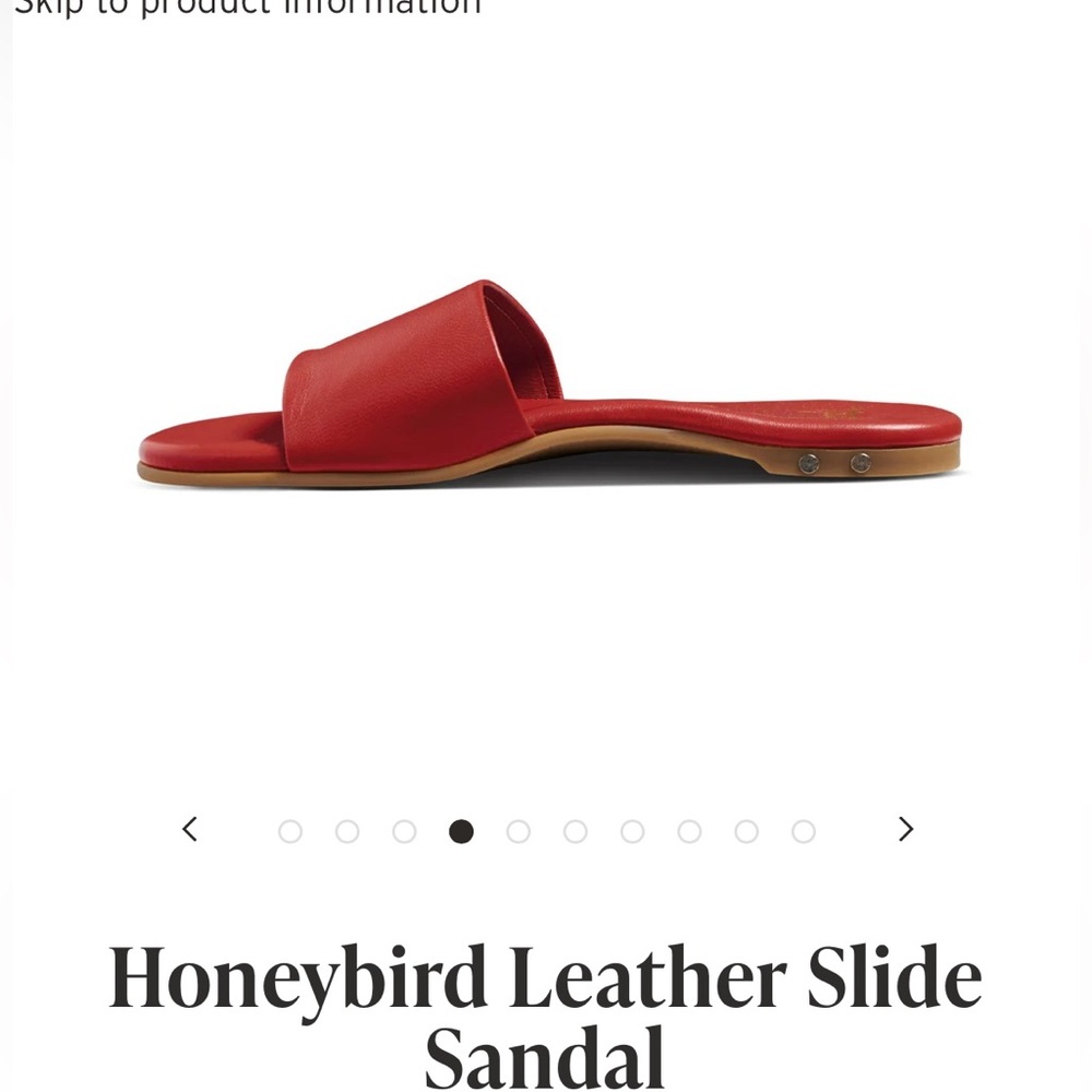 Beek: Honeybird Leather Slide Sandal.  Red. Size 7